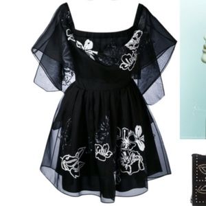Fendi off shoulder silk embroidery dress